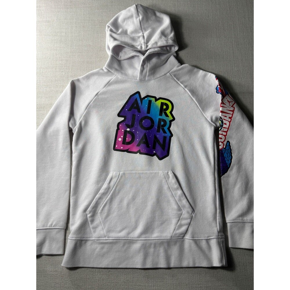Nike Air Jordan Youth Jumpman Logo Fleece Hoodie Sweatshirt White Medium Casual